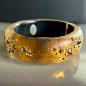 Alexis Bittar Lucite Crystal Hinged Bangle Bracelet  *